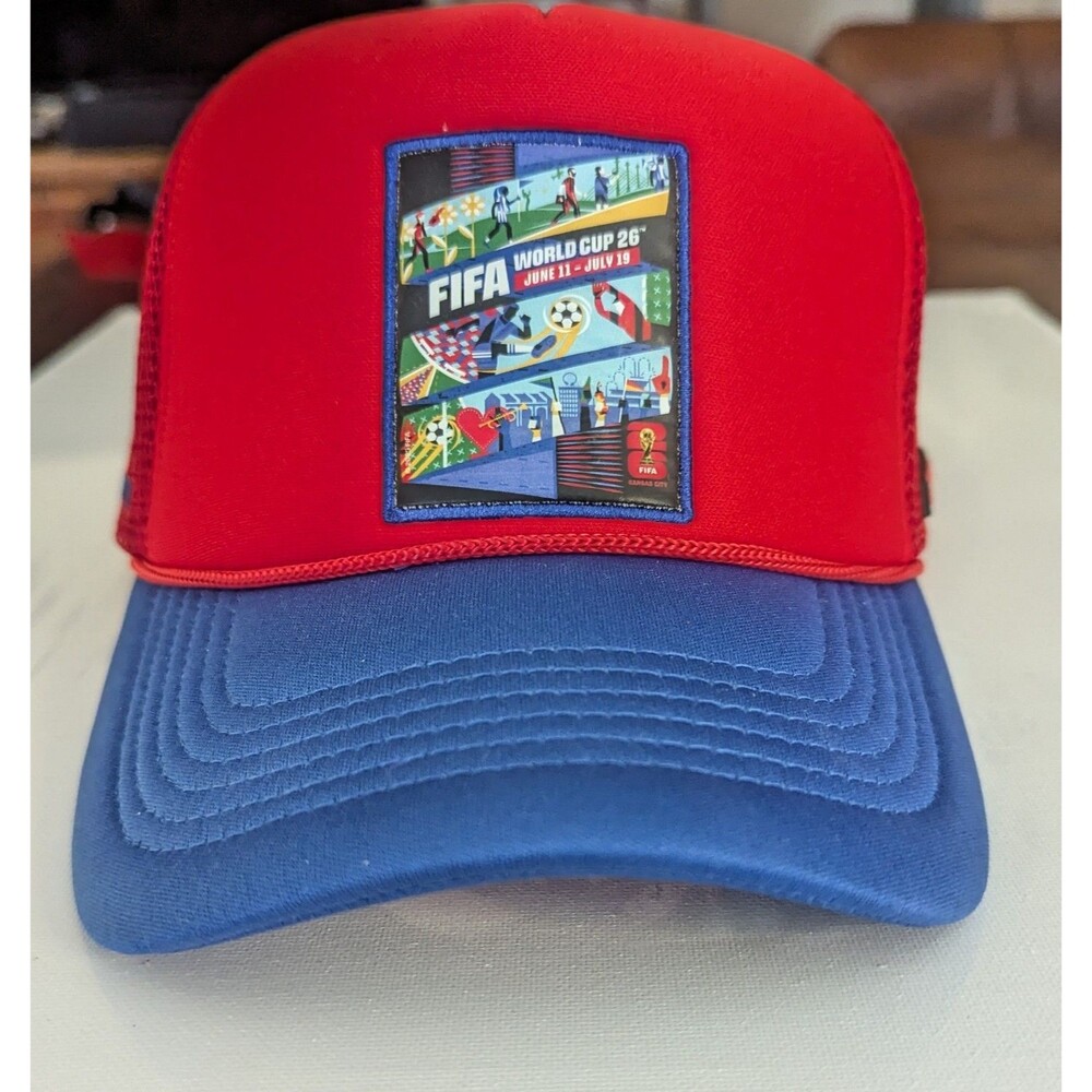 Official FIFA World Cup 2026 Hat Kansas City Trucker Hat  NWT Red / Blue